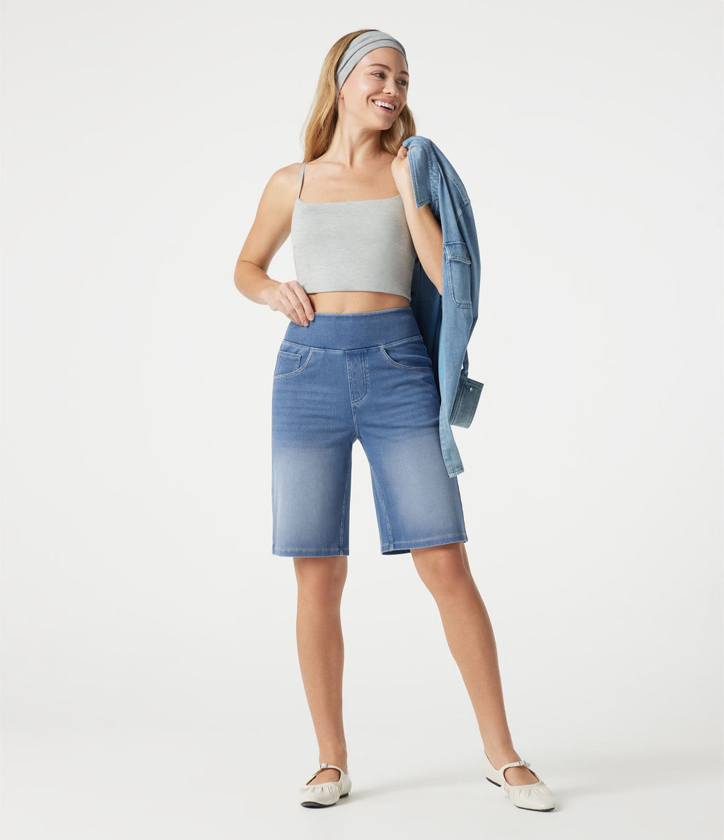 Halara Flex™ Bermuda casual en jean taille haute avec poches