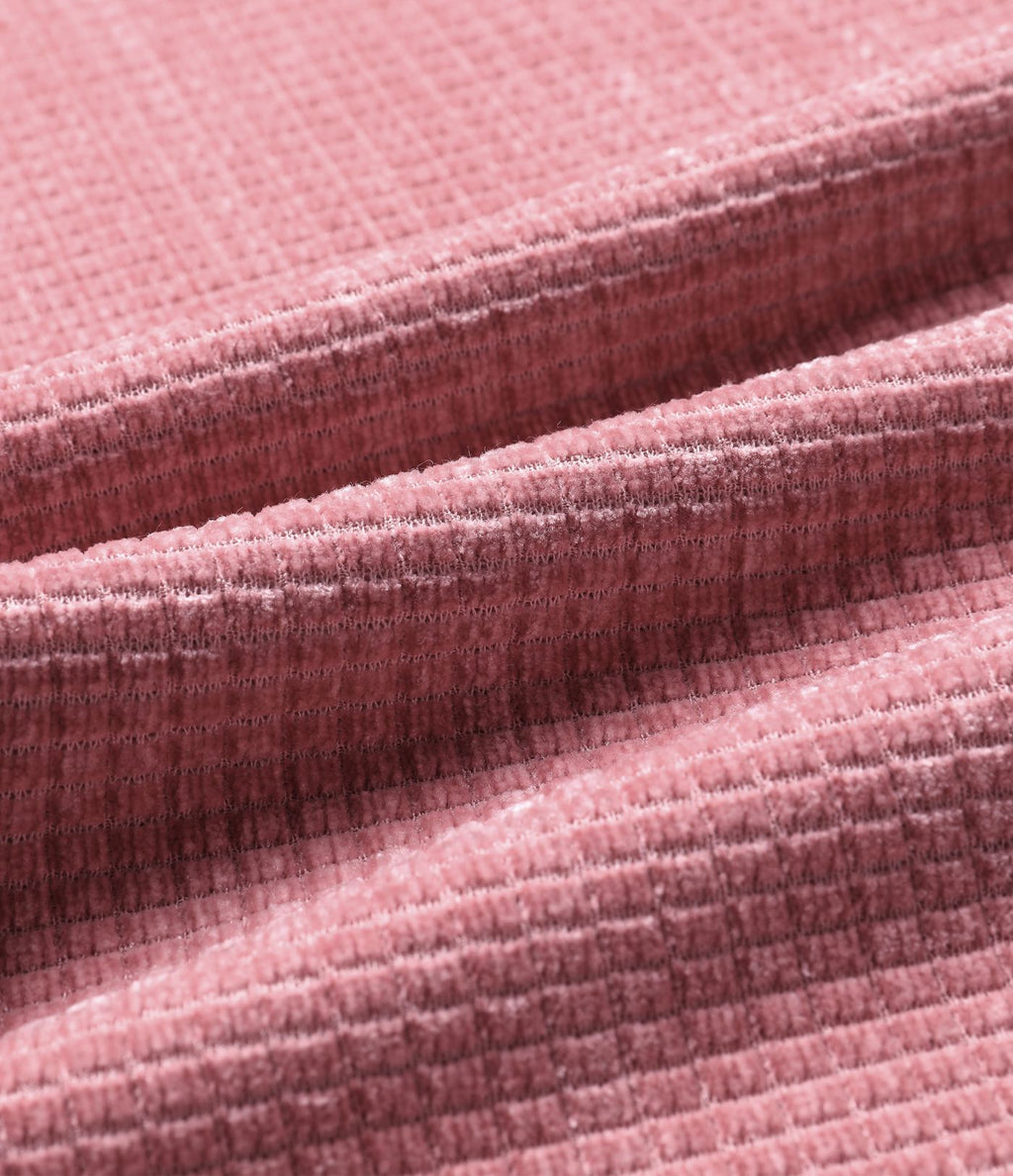 Pantalon chenille gaufré coupe droite taille mi-haute avec poches