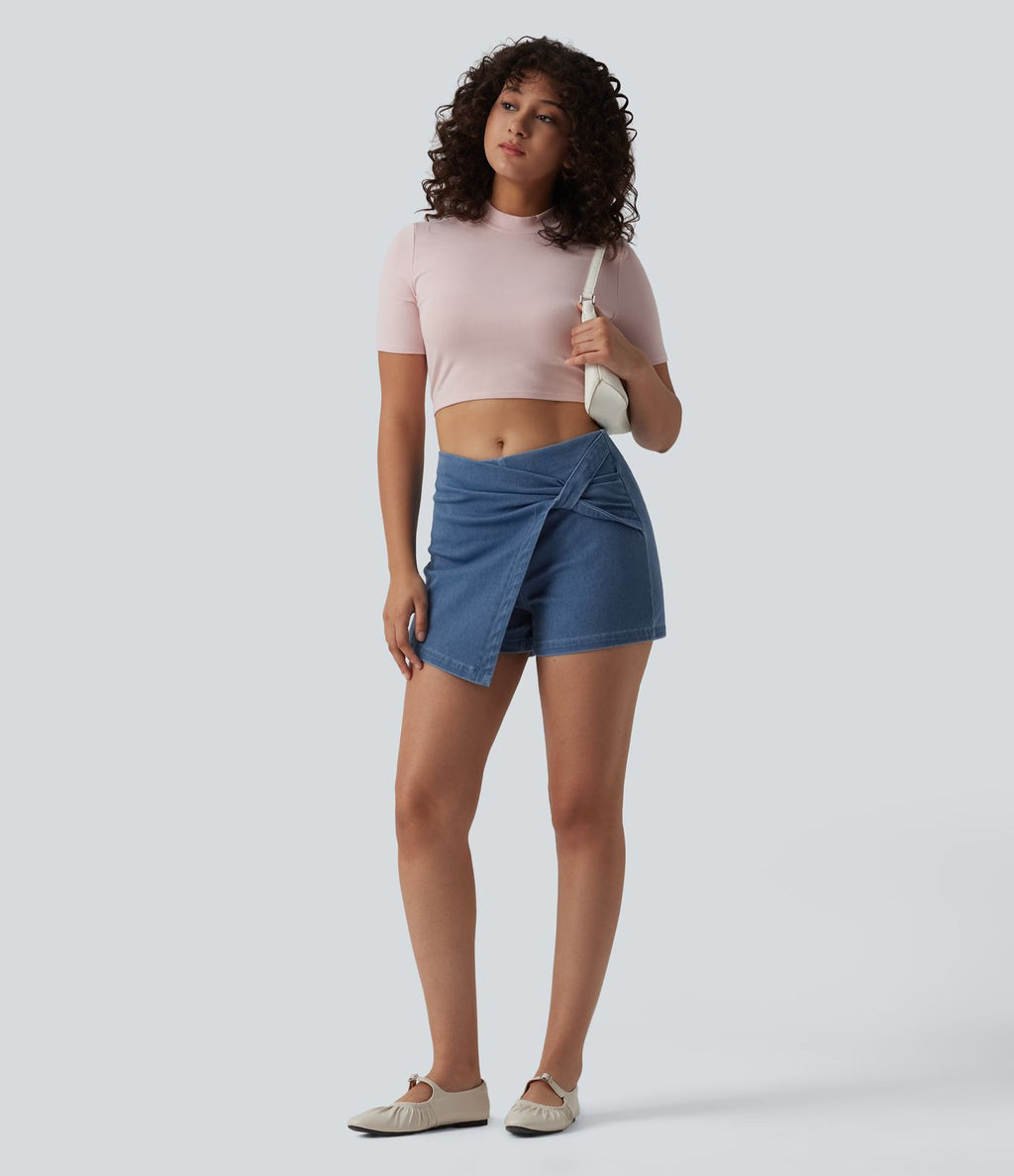 Halara Flex™ Skort micro-court en denim taille mi-haute