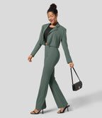 Pantalon tailleur légèrement évasé taille haute avec poches arrière Halara Flex™