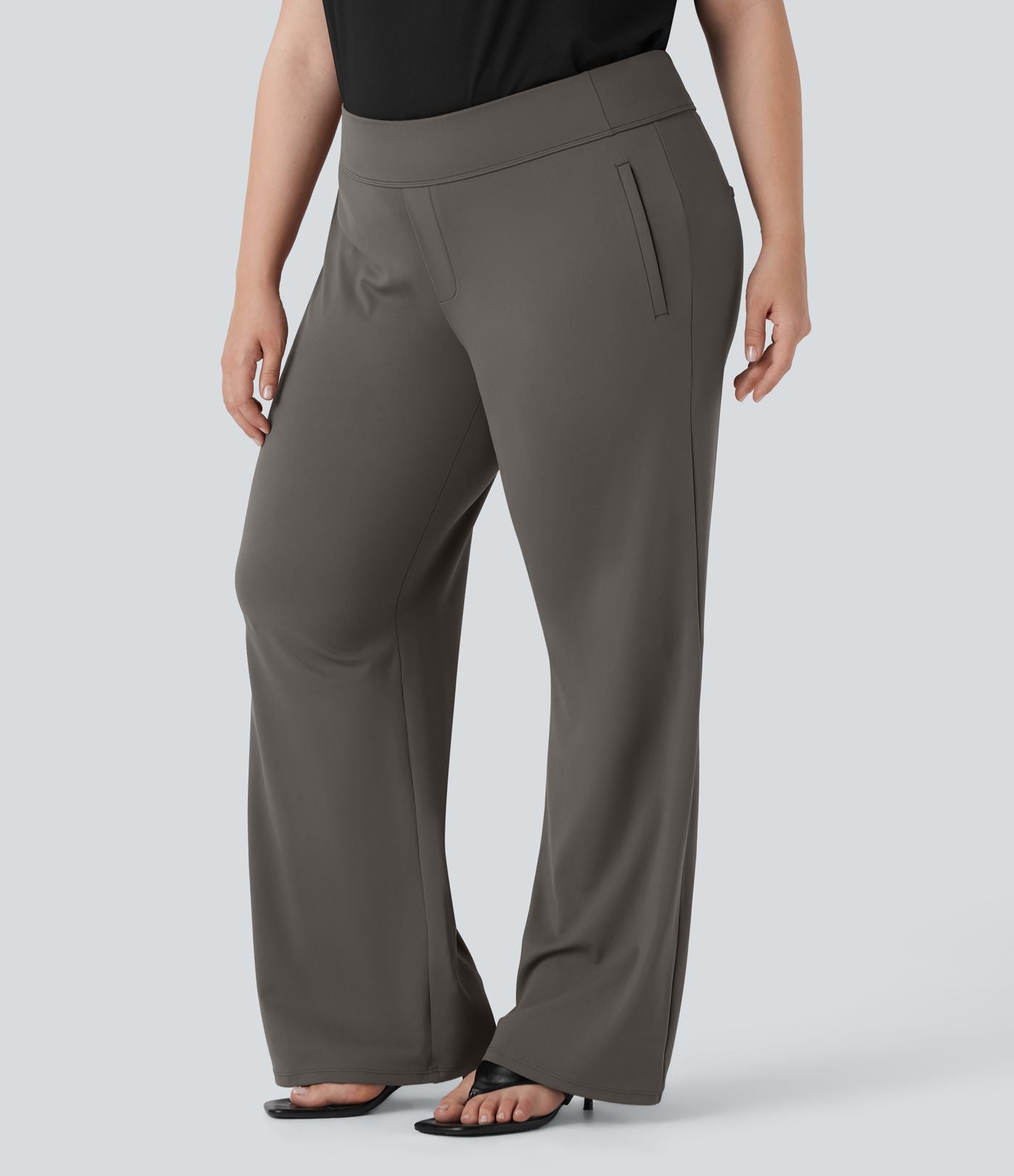 Pantalon tailleur évasé grande taille taille haute Halara Flex™ DayStretch avec poches zippées latérales