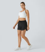 Short 12,5cm Running Fluide 2 en Taille Mi-Haut Cordon de Serrage Mesh Contrastant