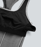 Body de tennis Halara Flex™ en denim stretch délavé à col carré, dos nageur et effet frais InstantCool