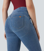 Legging denim Halara Flex™ 7/8 skinny push-up gainant taille haute avec poches