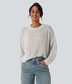 Pull décontracté col rond épaules tombantes coupe décontractée