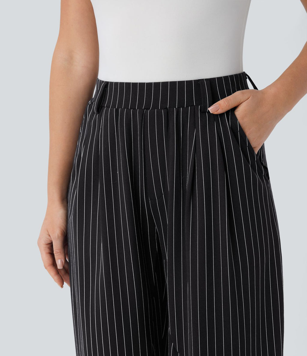 Pantalon Halara Flex™ tailleur à rayures et taille mi-haute avec poches latérales effet frais InstantCool