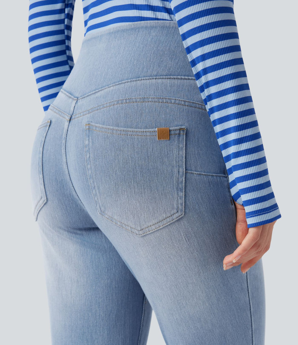 Legging skinny 7/8 en denim Halara Flex™ taille haute gainant avec poches