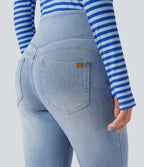 Legging skinny 7/8 en denim Halara Flex™ taille haute gainant avec poches