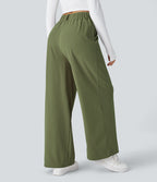 Halara Flex™ Pantalon Tailleur Large Fluide Gaufré Taille Haute Poches Latérales
