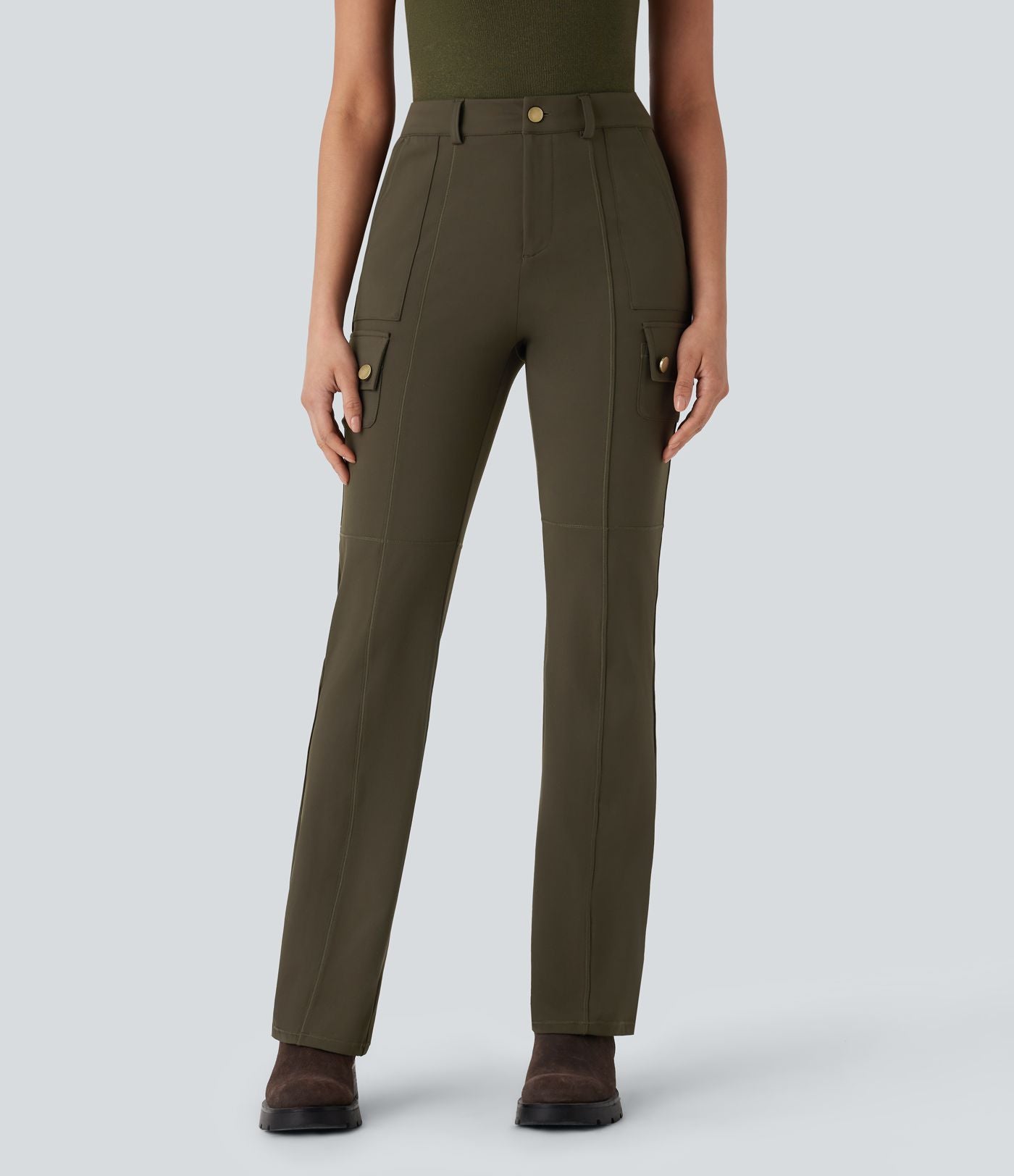 Pantalon cargo bootcut randonnée taille moyenne DayStretch avec poches