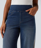 Halara Flex™ Jean large fluide délavé taille haute à rayures avec poches