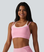 OneForm Seamless Flow Brassière de sport yoga sans couture 2 en 1 color block maintien léger avec soutien-gorge intégré