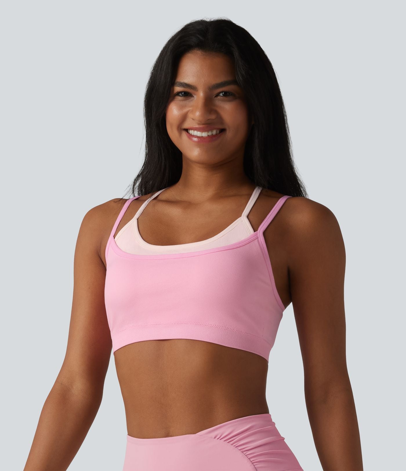 OneForm Seamless Flow Brassière de sport yoga sans couture 2 en 1 color block maintien léger avec soutien-gorge intégré