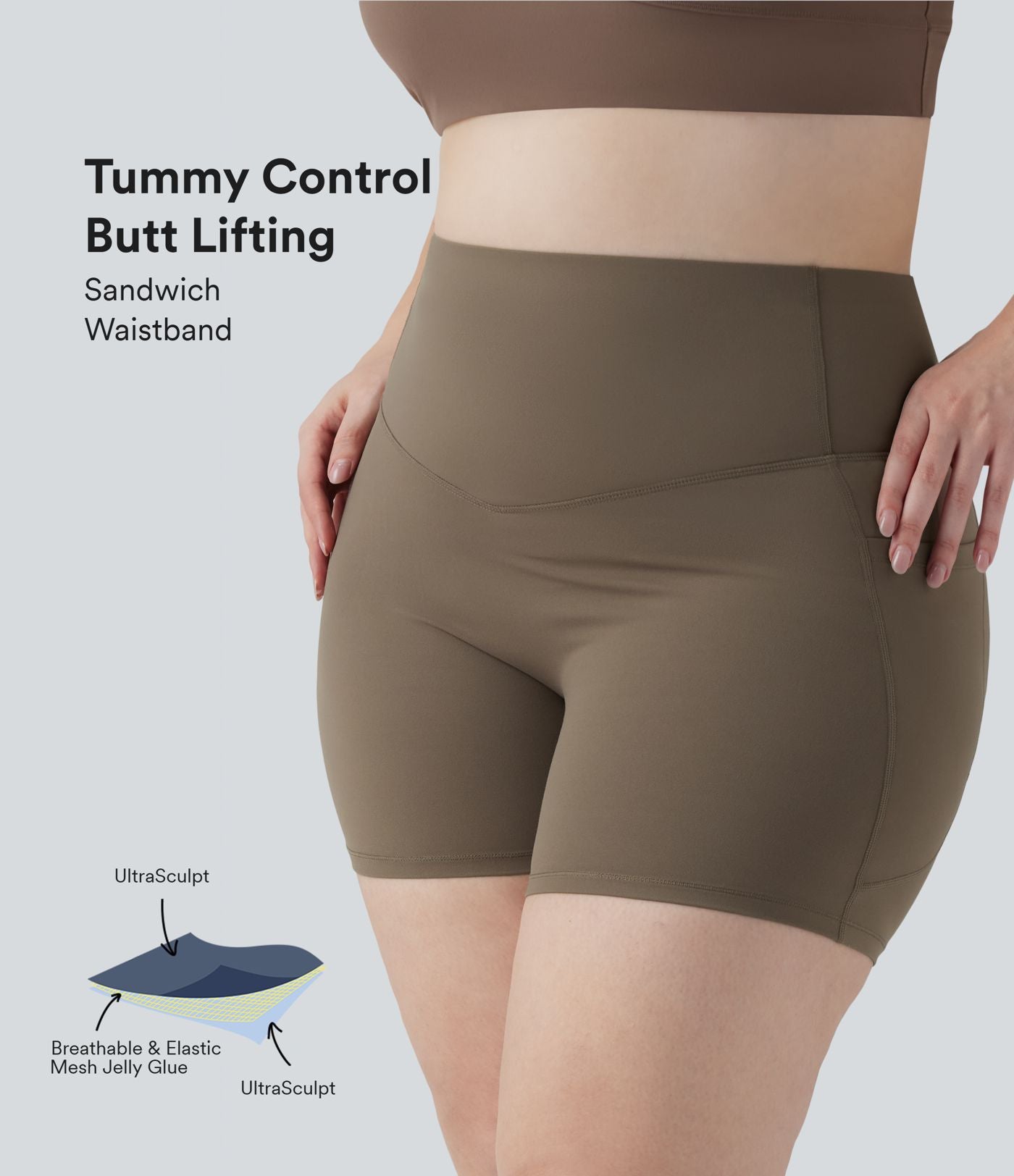Short cycliste grande taille Halara UltraSculpt™ 12,5 cm taille haute effet push-up gainant sculptant avec poches