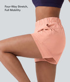 Short 7,5cm Casual à Taille Moyenne avec Ceinture Élastique Cordon de Serrage et Poches Latérales Ruchées