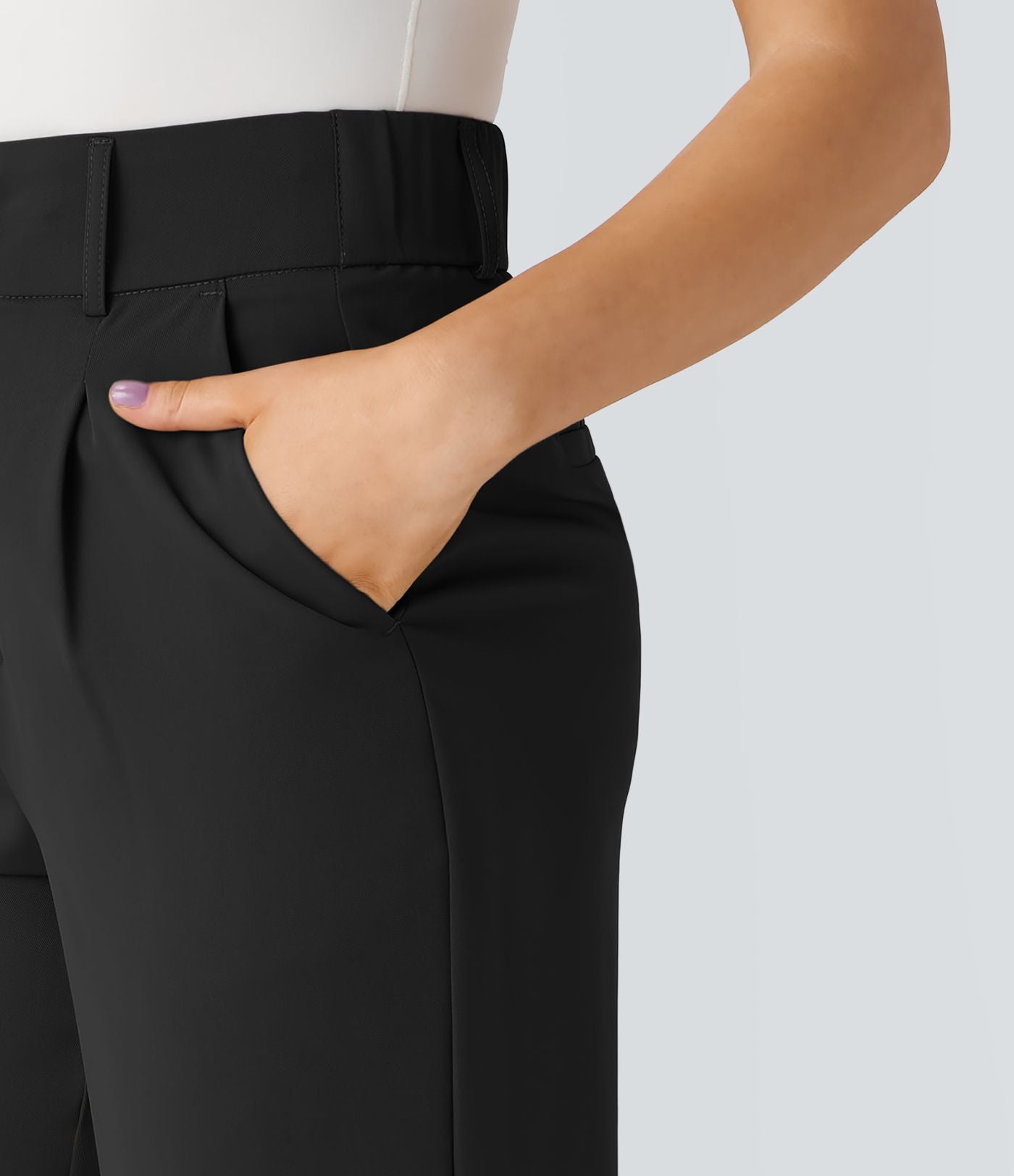 Pantalon tailleur Halara Flex™ fuselé uni, taille haute, avec poches