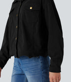 Veste chemise velours côtelé manches longues avec boutons et poches