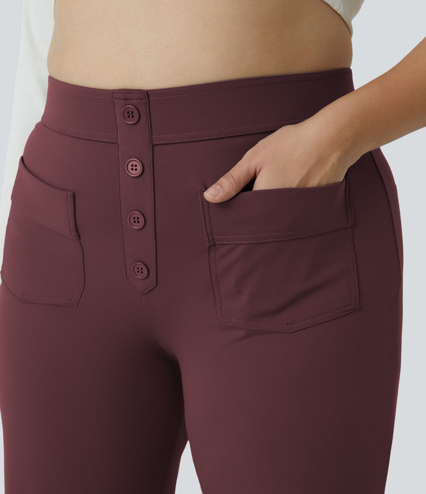 Pantalon coupe droite grande taille taille haute DayStretch avec poches