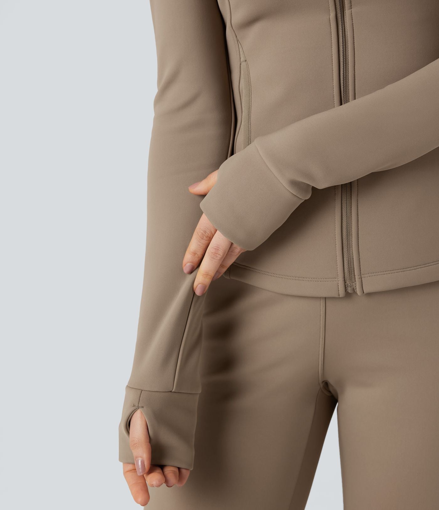 Veste d'entraînement polaire manches longues avec trous pouces et poches