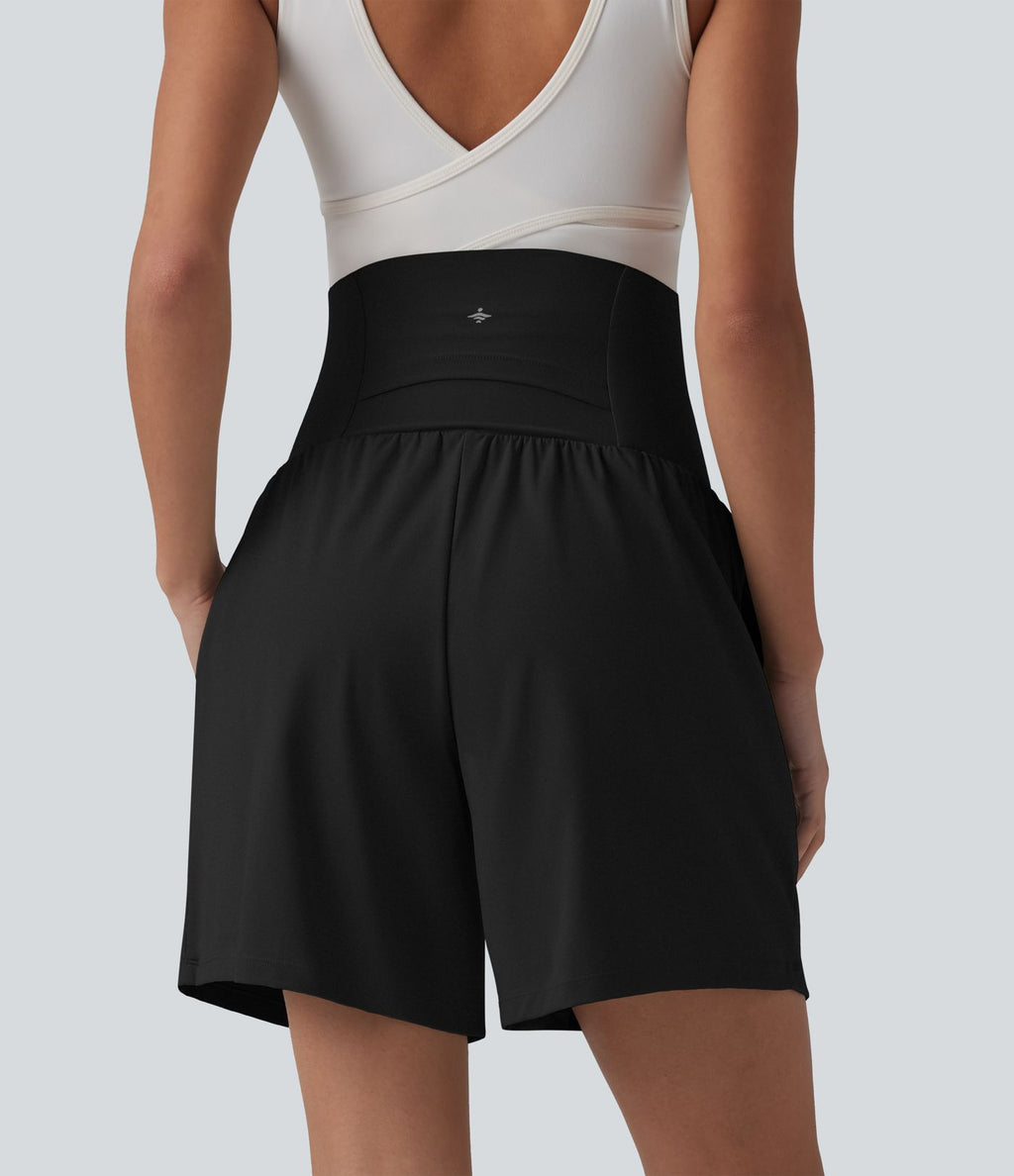 Short de yoga maternité 2-en-1 SoftlyZero™ Airy taille très haute effet frais InstantCool 17,5 cm avec poches