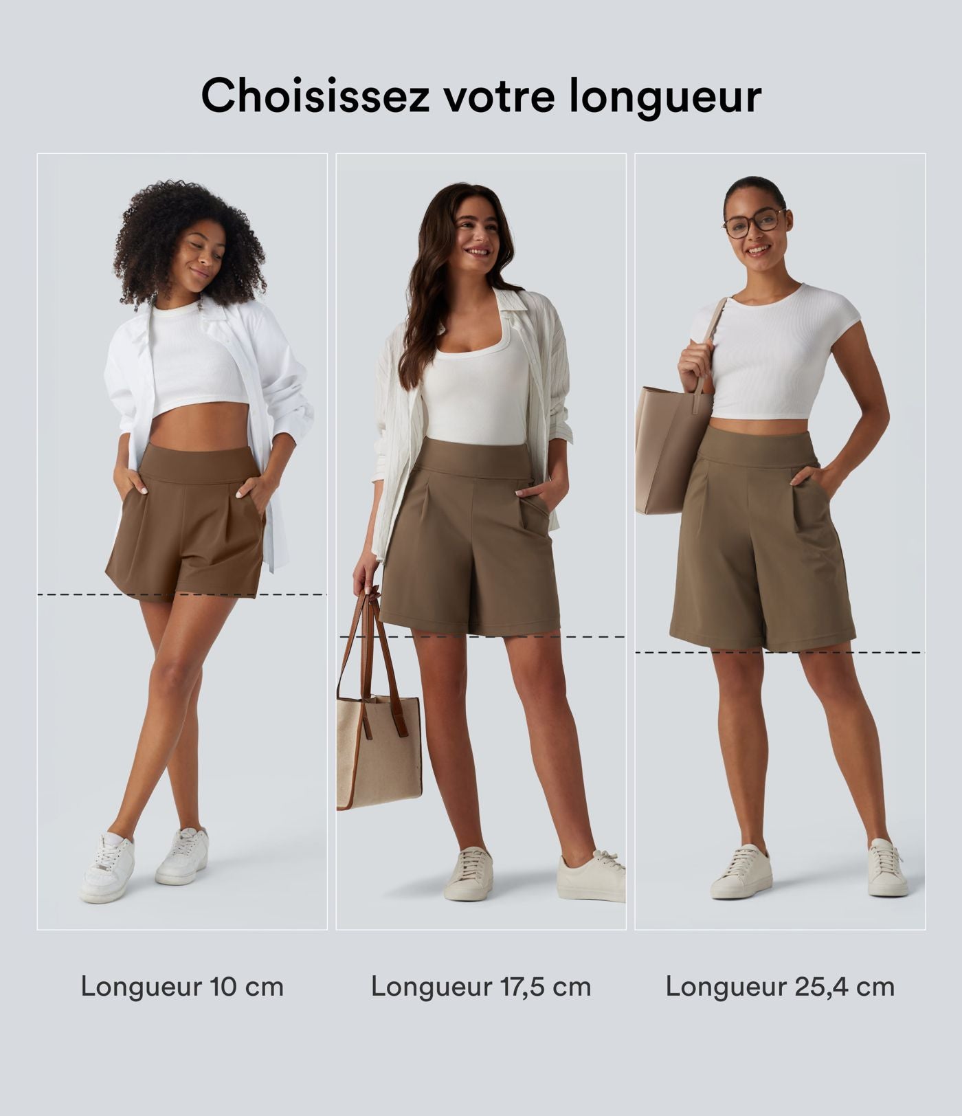 Short tailleur ample DayStretch taille haute 17,5 cm avec poches