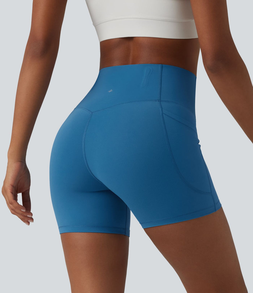 Short cycliste de yoga ventre plat Halara UltraSculpt™, taille haute, anti-roulis, 12,5 cm, avec poches