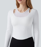 Haut de sport de yoga SoftlyZero™ Plush effet push-up mesh contrastant manches longues