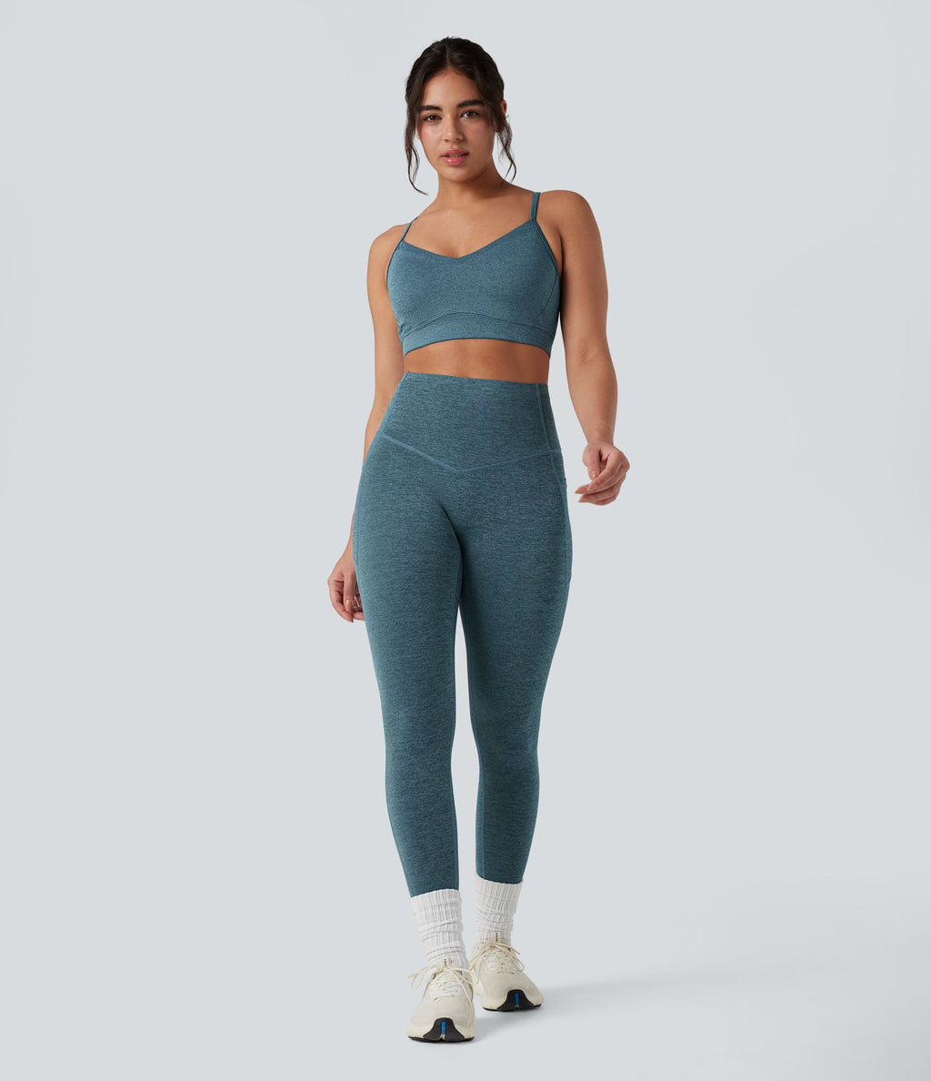 Legging de yoga gainant taille haute chiné à séchage rapide avec poches Halara UltraSculpt™