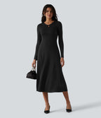 Robe midi à manches longues avec découpes