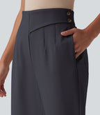 Pantalon tailleur 7/8 fuselé Halara Flex™ à chevrons taille haute avec ourlet arrondi et poches