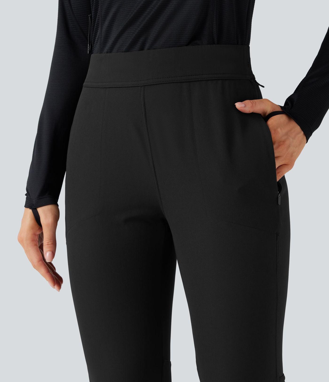 Pantalon de randonnée déperlant taille mi-haute avec poches zippées