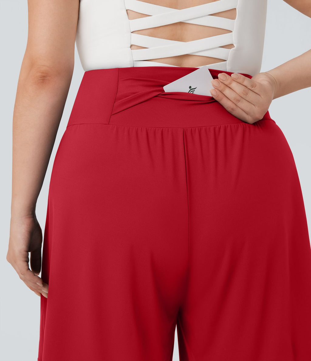 Bermuda de yoga grande taille SoftlyZero™ Airy taille haute effet frais InstantCool avec poches