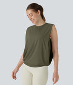 Débardeur de yoga col rond froncé, tissu rafraîchissant - Protection UPF50+