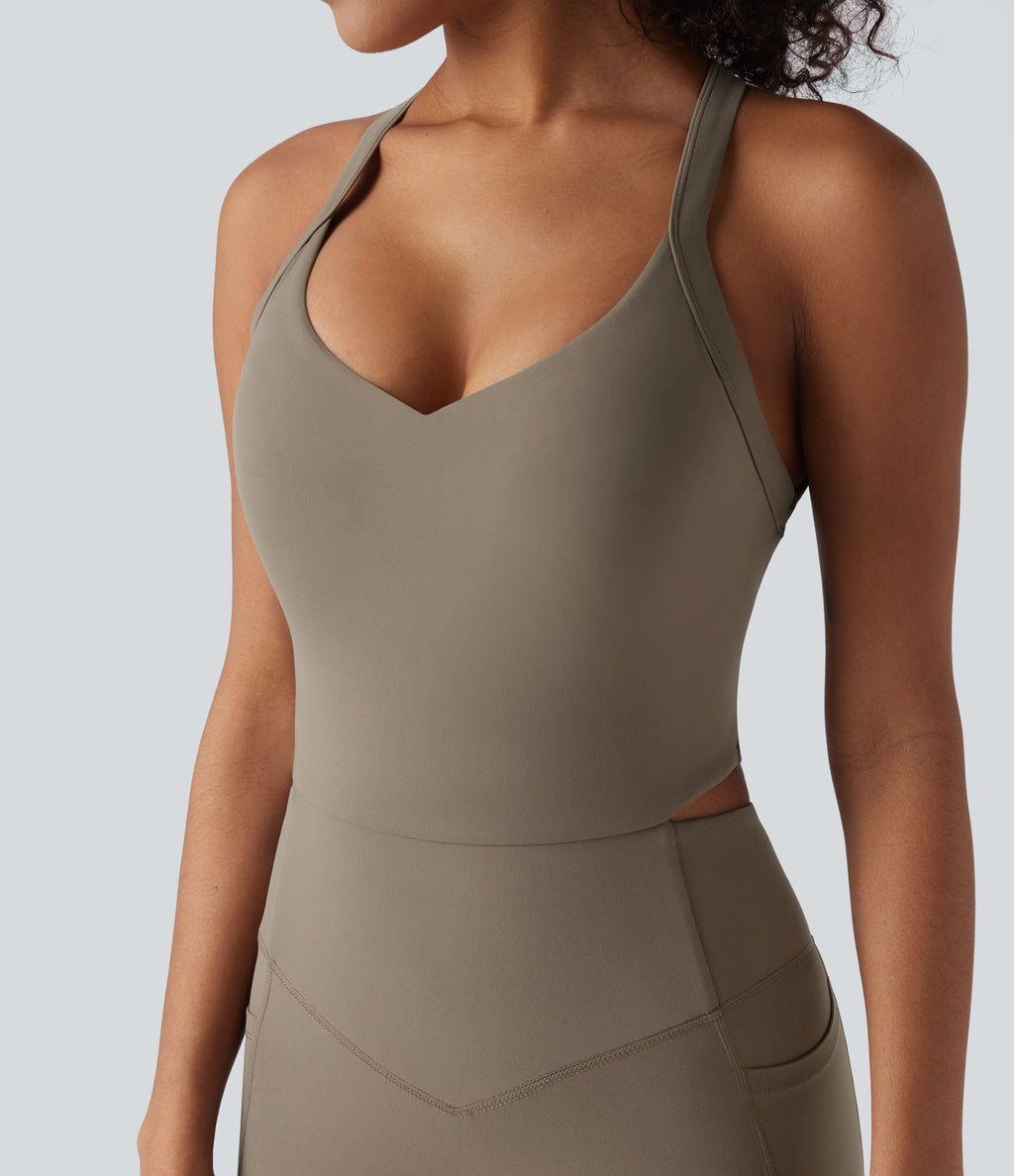 Combinaison d'entraînement gainante Halara UltraSculpt™ avec poches - Édition Easy Peasy - Bonnets E-G