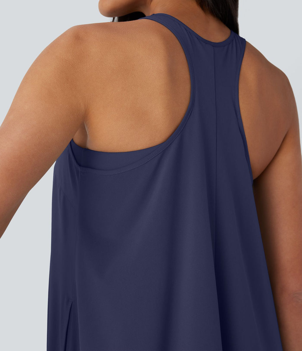 Robe décontractée mini fluide Breezeful™ à dos nageur, poches latérales, ourlet asymétrique et séchage rapide