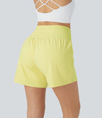 Short yoga 2-en-1 SoftlyZero™ Airy effet frais InstantCool taille très haute 12,5 cm avec poches, longueur allongée