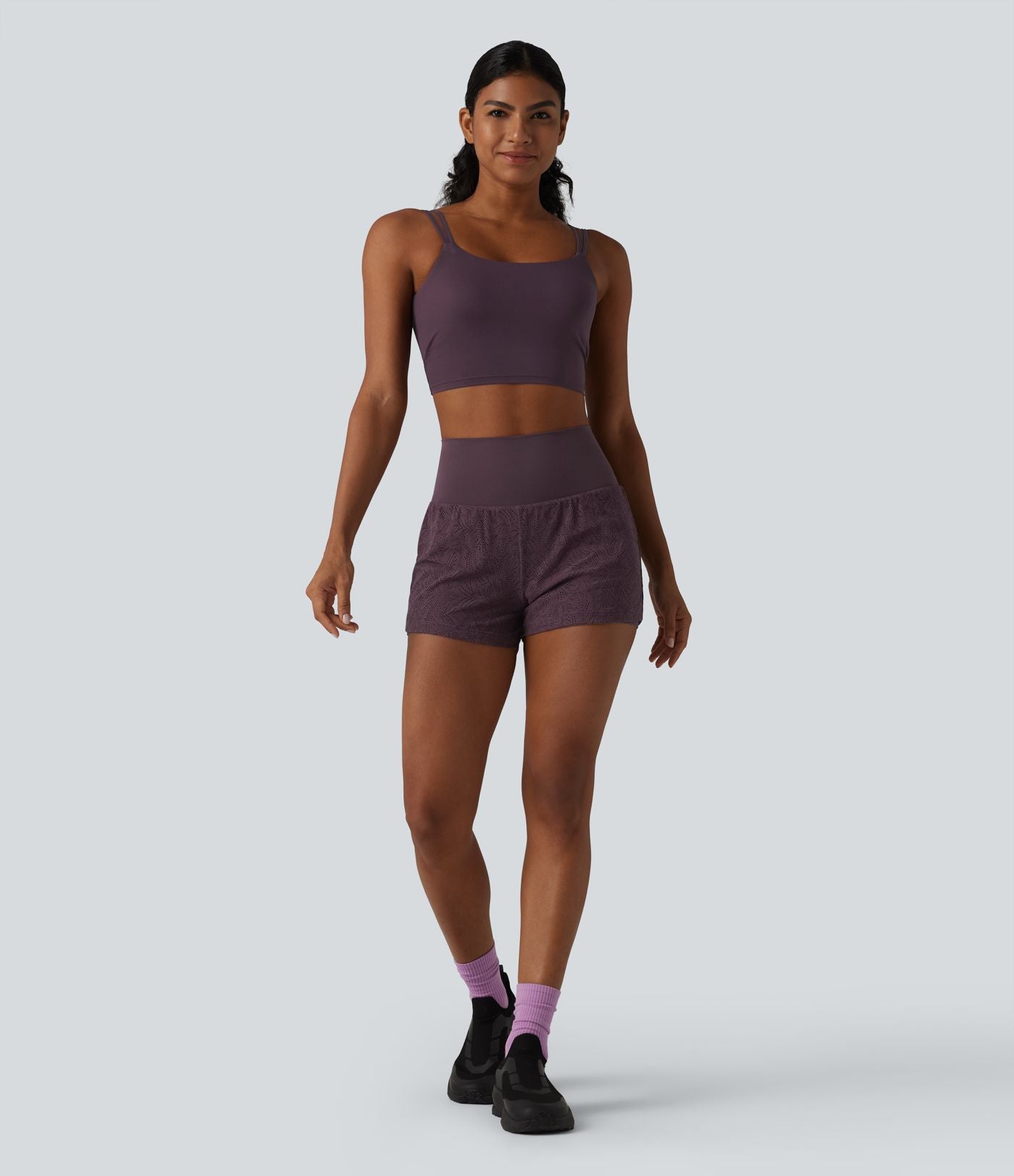 SoftlyZero™ Short de sport 2 en 1 taille haute en dentelle 7,5 cm avec poches