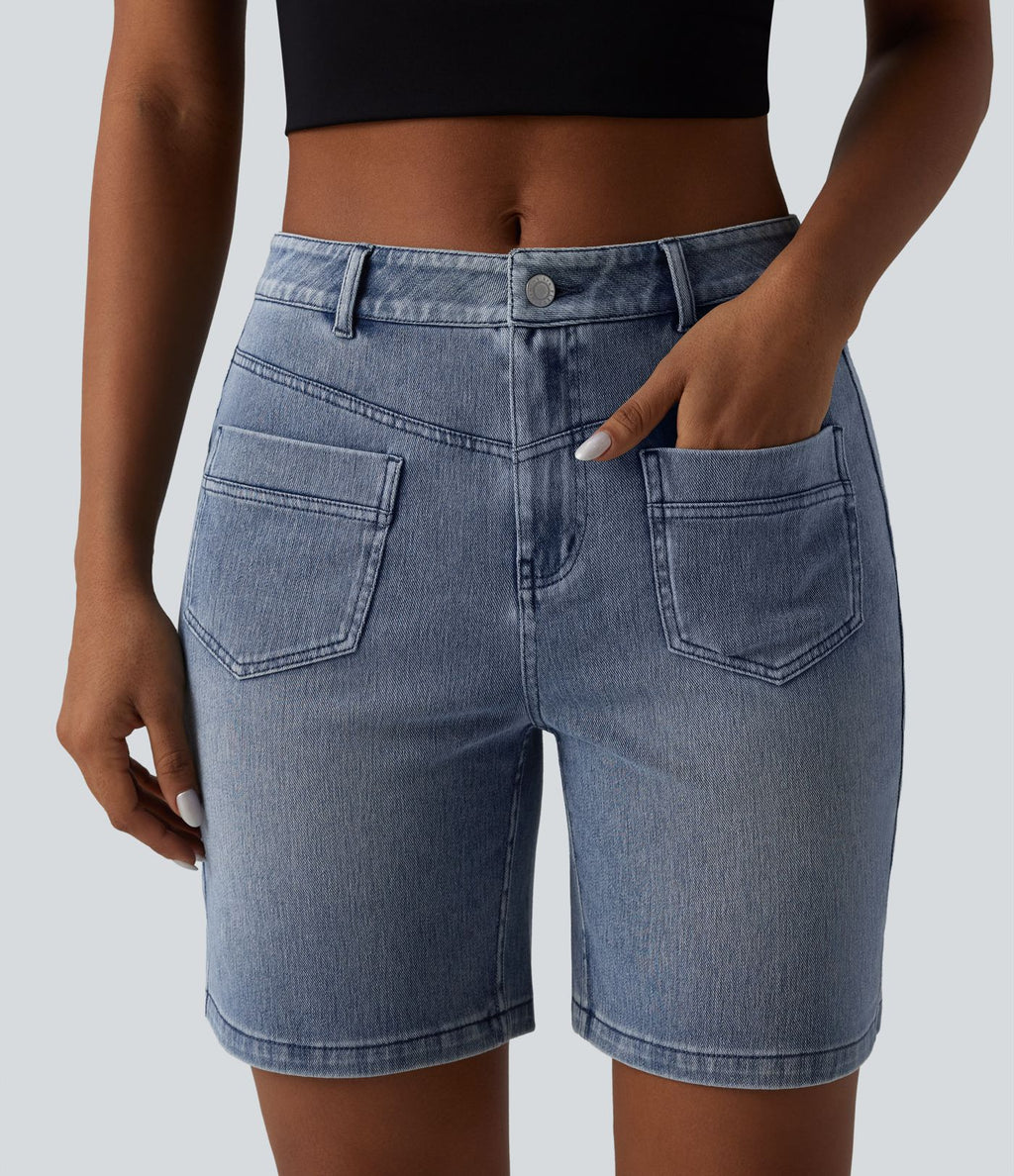Short denim décontracté Halara Flex™ taille mi-haute 17,5 cm avec poches
