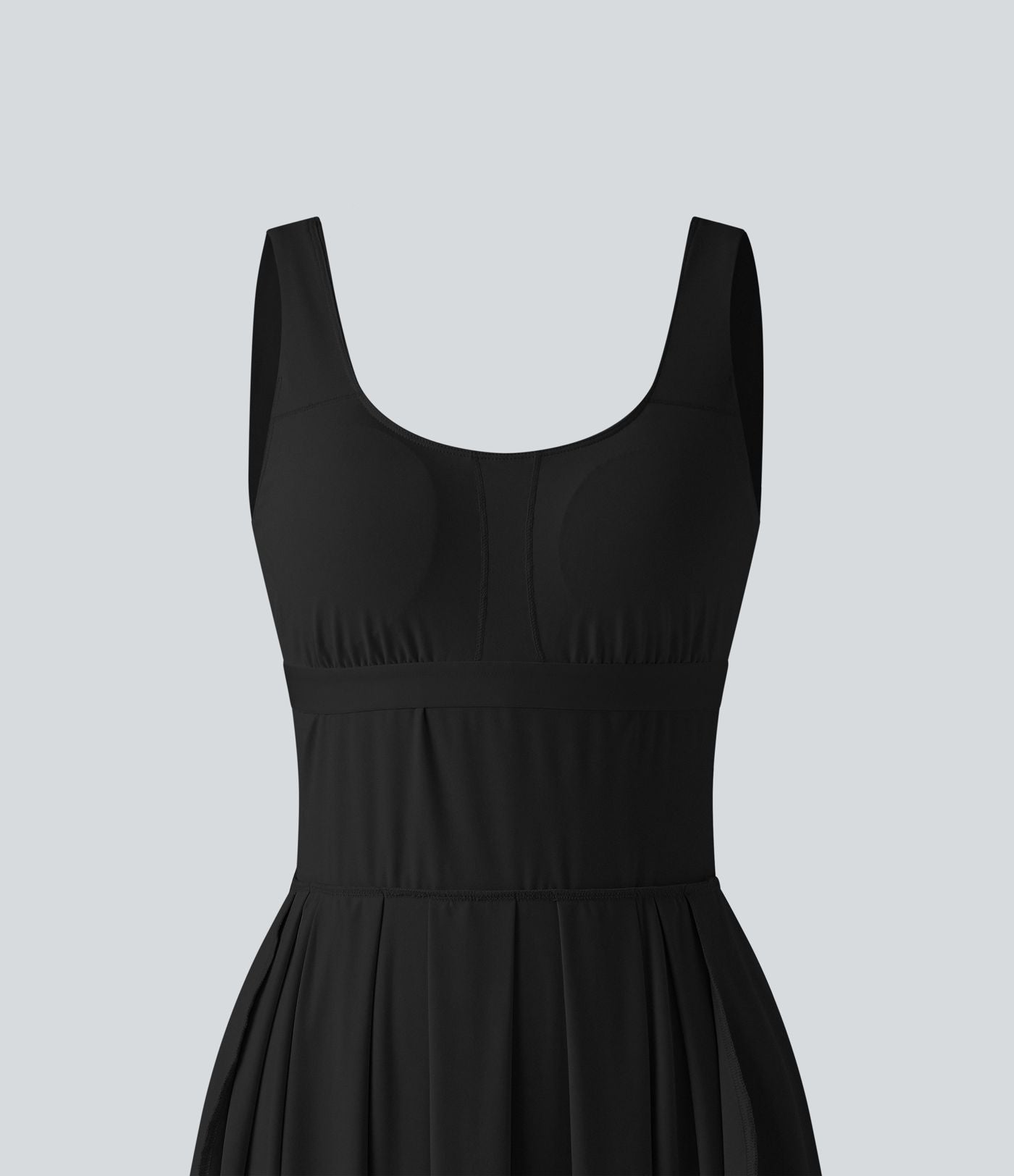 Robe midi fluide à bretelles col U avec brassière intégrée et poches