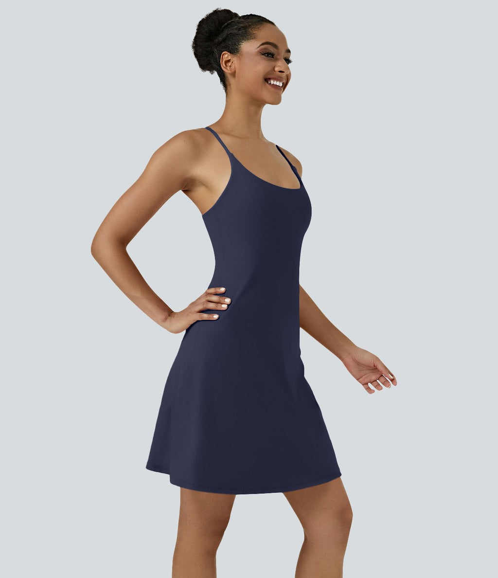 Softlyzero™ Airy Robe Sport de Yoga Plus Longue Dos Nu Découp Bretelles Réglables et Poches