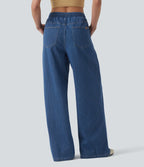 Jean large Halara Flex™ casual à rayures taille mi-haute avec cordon de serrage et poches