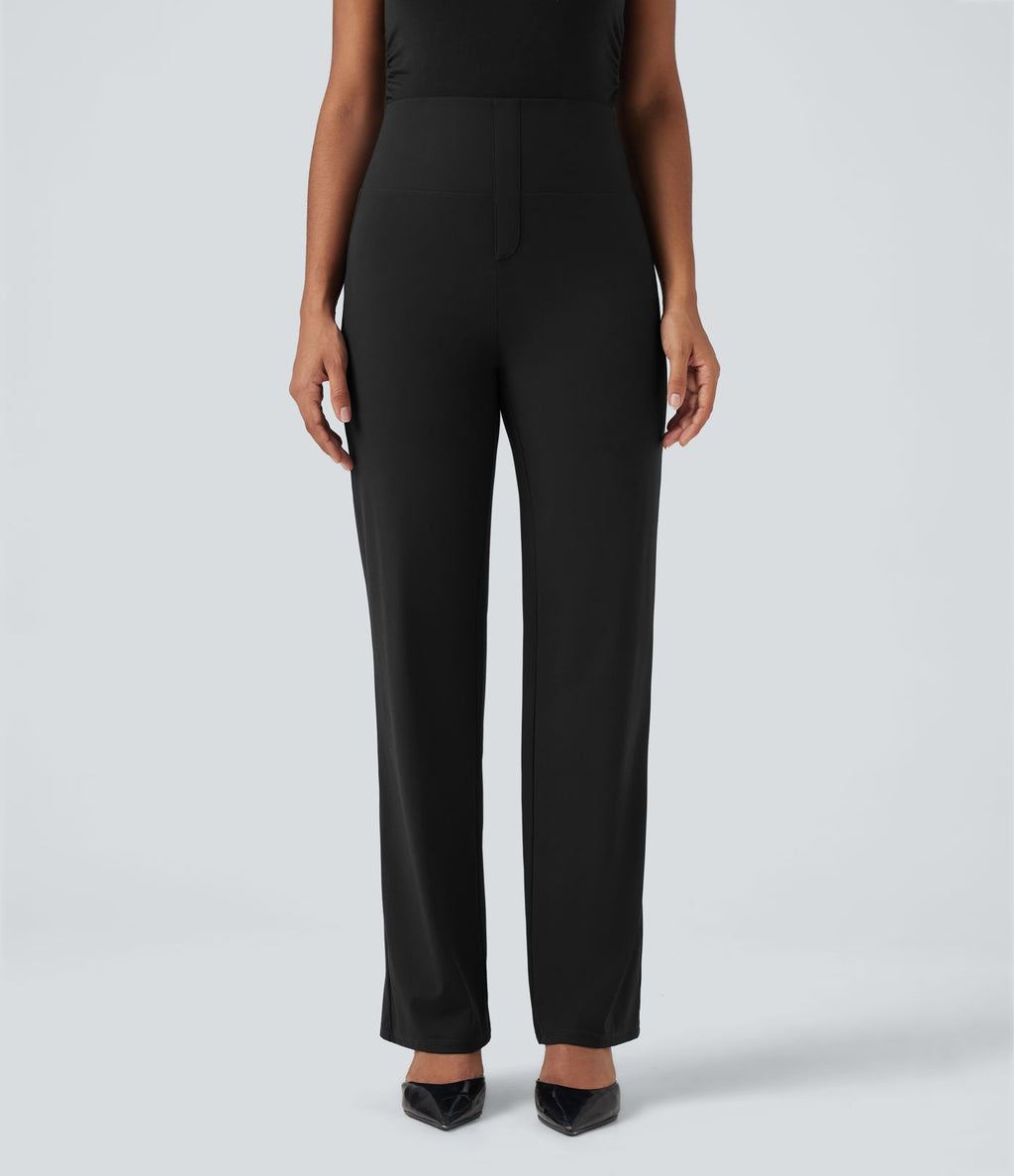 Pantalon de travail droit gainant taille haute avec poches Halara UltraSculpt™