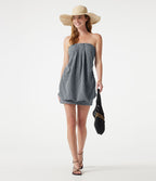 Robe micro-mini de plage moulante à carreaux vichy col halter avec brassière intégrée et lien noué au dos