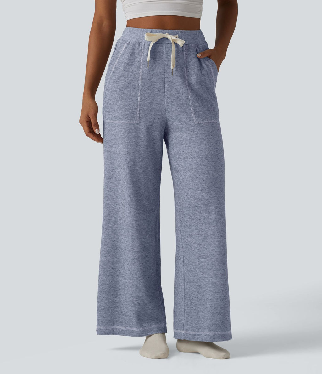 Pantalon ample taille haute avec cordon de serrage et poches