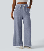 Pantalon ample taille haute avec cordon de serrage et poches