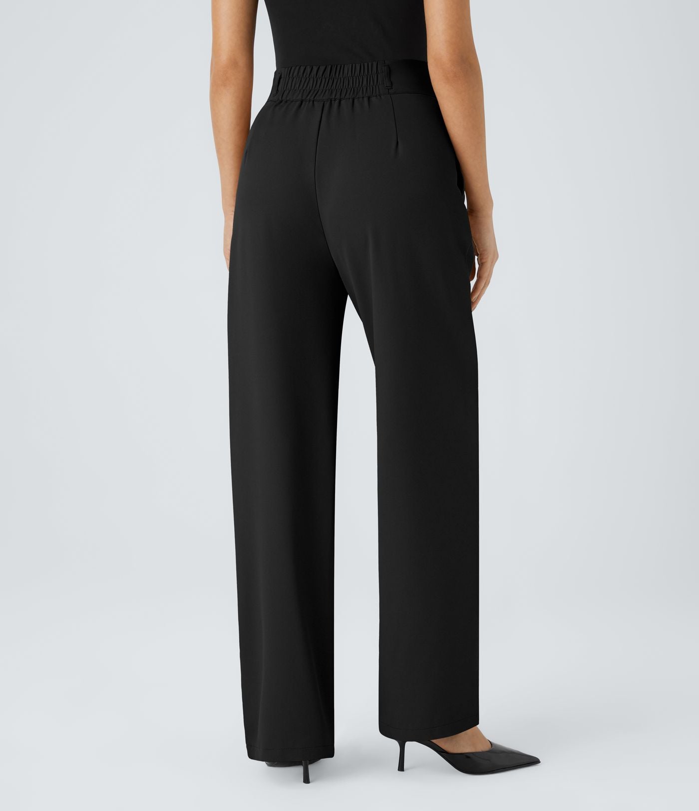Pantalon de travail Halara Flex™ droit froncé avec poche zippée, taille haute