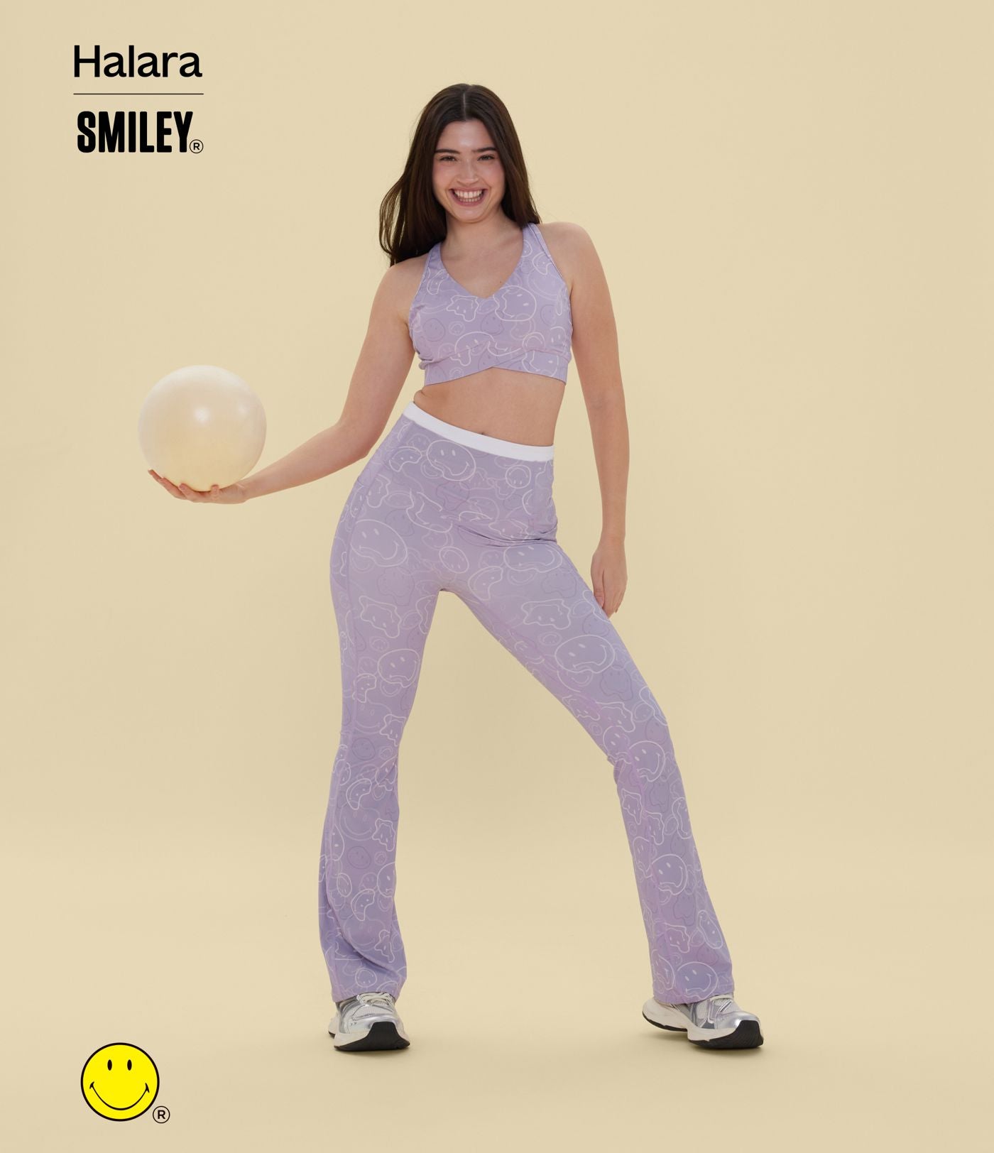 Legging de training bootcut Halara X Smiley® Halara UltraSculpt™ taille haute push-up froncé ventre plat avec poches