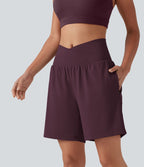 Short de yoga SoftlyZero™ Airy 2-en-1, taille haute, croisé, à effet frais InstantCool, 17,5 cm, avec poches