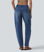 Jean Barrel 7/8 Halara Flex™ casual taille basse jambes tonneau avec poches