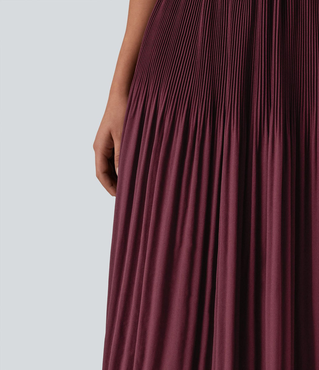 Jupe midi casual plissée taille haute